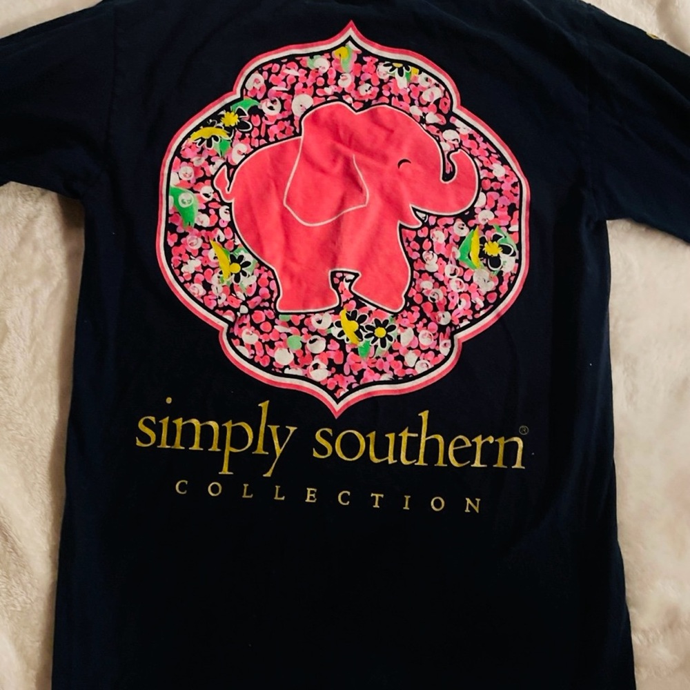 Simply Southern Elephant Graphic Tee - Black and Pink